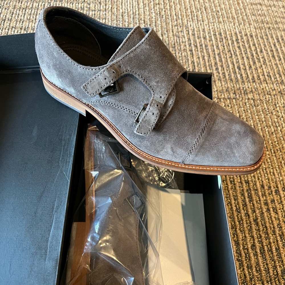 Alfani Gray Suede Double Monk Strap Shoes